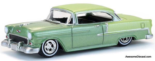 1955 Chevrolet Bel Air Lowrider, Crocus Yellow/Laurel Green 1:64 Diecast Model Car by Greenlight