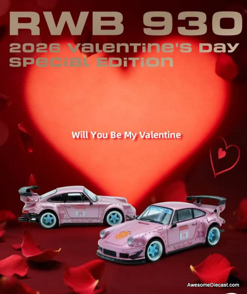 Porsche 993 RWB: Valentines 2026 Edition 1:64 Diecast Model Car by M Model