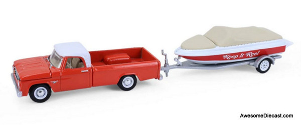 1967 Dodge D-100 Pick-Up w/Boat & Trailer 1:64 Diecast Model Vehicle by Greenlight