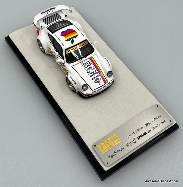 Porsche 964 RWB #89, White: Apple Livery 1:64 Diecast Model Car by PGM