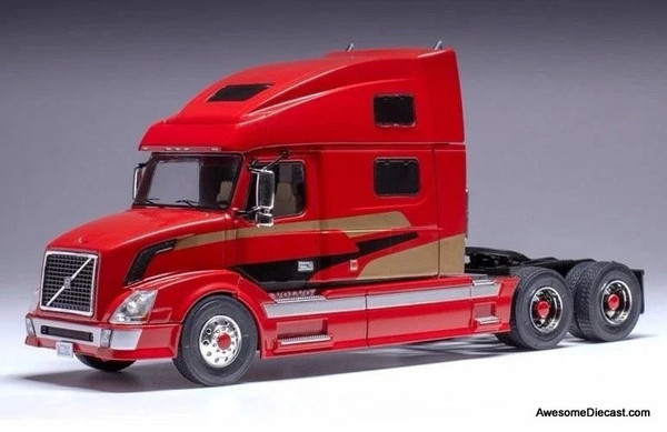 2010 Volvo VNL 730 Sleeper Tractor, Red/Gold 1:43 Diecast Model Truck by IXO