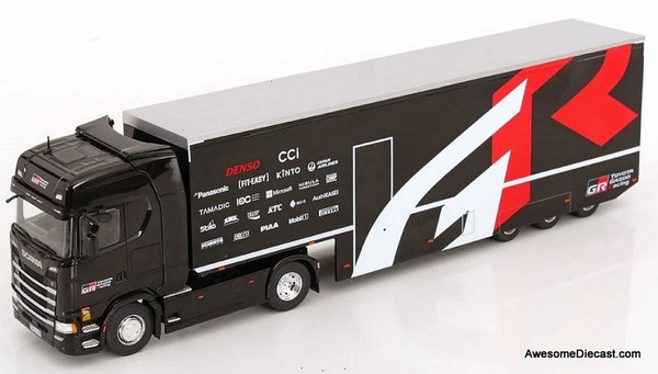2024 Scania S-Series Car Transporter, Black: Toyota GR Racing 1:43 Diecast Model Truck by IXO