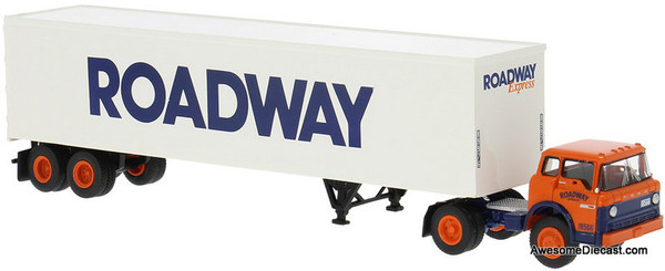 Ford C-Series Day Cab w/53' Utility Tractor: Roadway 1:87 ABS Plastic Model Truck by Brekina