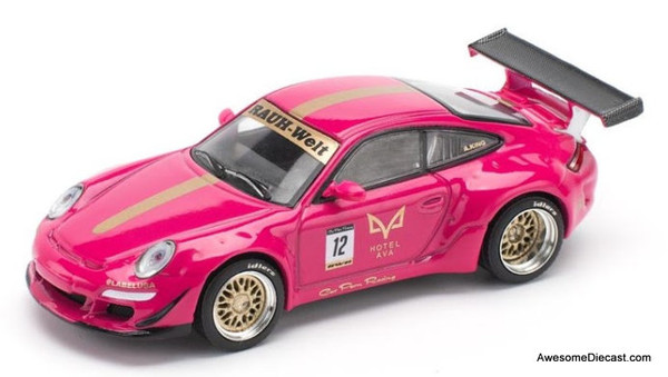 Porsche 911 997 RWB #12, Pink Hotel AVA 1:64 Diecast Model Car by Pop Race