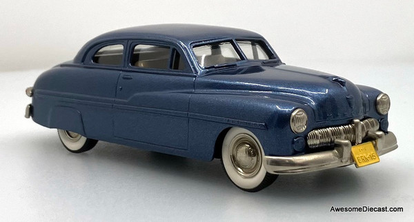 1949 Mercury 2 Door Coupe, Metallic Blue 1:43 White Metal Model Car by The Brooklin Collection