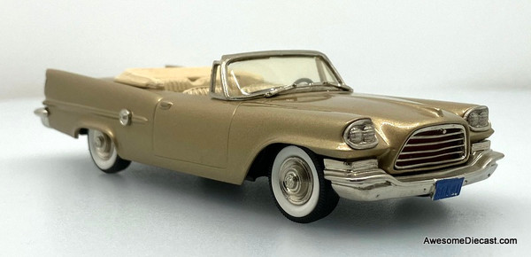 1959 Chrysler 300E Convertible, Gold 1:43 White Metal Model Car by The Brooklin Collection