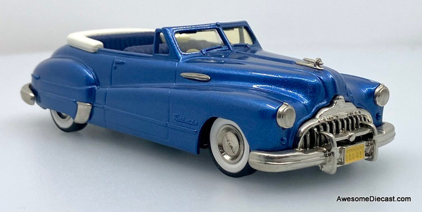 1948 Buick Roadmaster Convertible, Metallic Blue 1:43 White Metal Model Car by The Brooklin Collection