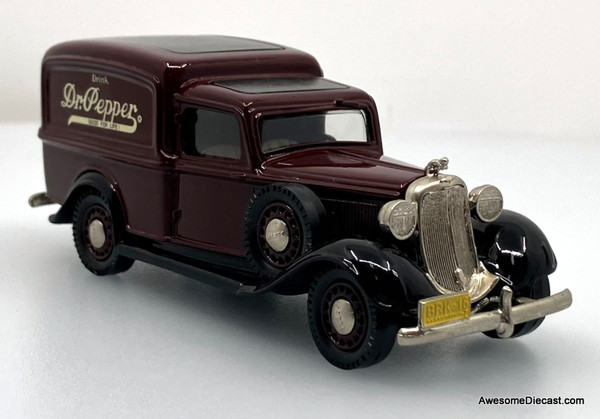 1935 Dodge Delivery Van, Burgundy: Dr Pepper 1:43 White Metal Model Car by Brooklin Models