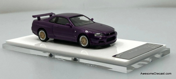 Nissan Skyline GT-R R34, Purple Carbon Fiber 1:64 Diecast Model Car by Stance Hunters