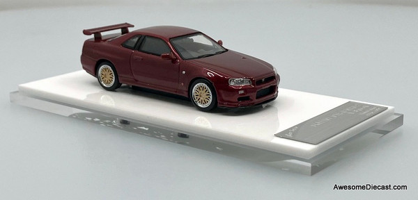 Nissan Skyline GT-R R34, Red Carbon Fiber 1:64 Diecast Model Car by Stance Hunters
