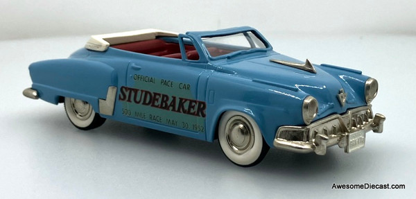 1952 Studebaker Commander Convertible: Indianapolis Pace Car 1:43 White Metal Model Car by Brooklin Models