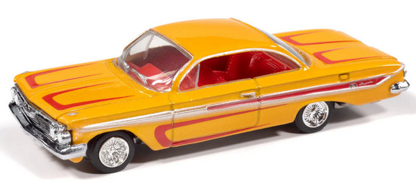 1961 Chevrolet Impala SS 409 (Scrapin’), Metallic Yellow 1:64 Diecast Model Car by Johnny Lightning