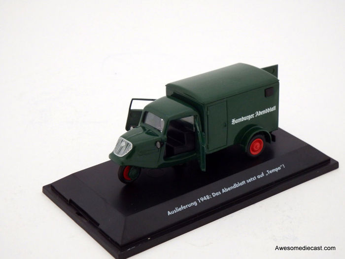 Only One! Schuco 1:43 1948 Tri-Wheel Delivery Van: Hamburg "Abendblatt" Newspaper Only One! Schuco 1:43 1948 Tri-Wheel Delivery Van: Hamburg "Abendblatt" Newspaper