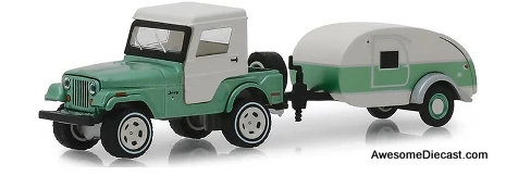 Greenlight 1:64 1972 Jeep CJ-5 And Tear Drop Trailer: Hitch & Tow Series