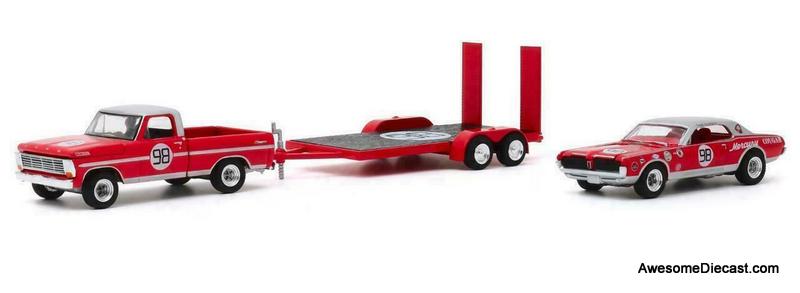 Greenlight 1:64 1967 Ford F-100 & 1967 Mercury Cougar w/Flatbed Trailer