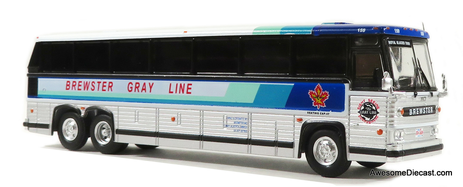 Last One!! Iconic Replicas 1:87 MCI MC-9 Crusader Coach: Brewster Gray Line / Royal Glacier Tours