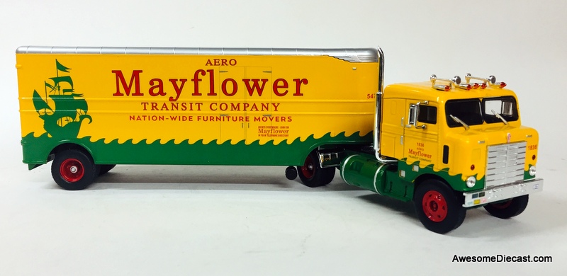 Last One!! Iconic Replicas 1:43 1955 Kenworth Series 500 Bullnose Tractor w/Moving Trailer: Mayflower Van Lines