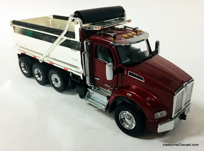 Diecast Masters 1:50 Kenworth T880 SBFA Dump Truck, Metallic Red/Chrome