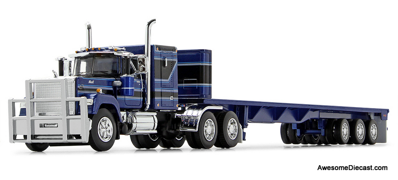 DCP by FG 1:64 Mack Super Liner Sleeper Cab w/Flatbed Trailer, Blue/Black