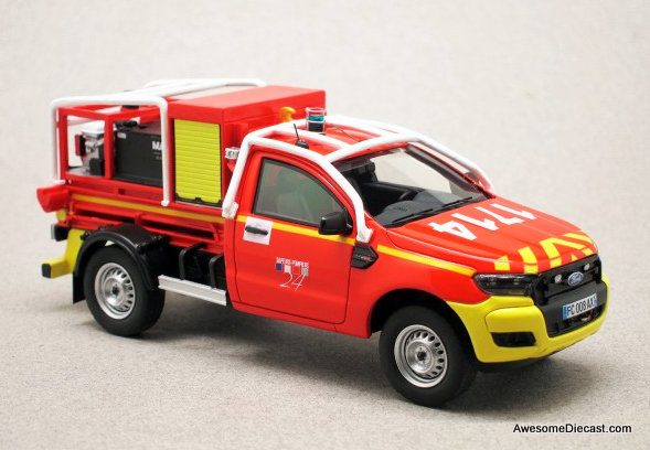 Alarme 1:43 2017 Ford Ranger Pick-Up Fire Truck: Dordogne Fire Department, France