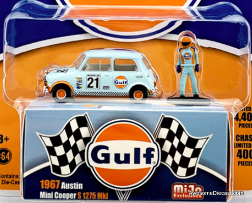 Greenlight 1:64 1967 Austin Mini Cooper 1275S w/Race Driver: Gulf Oil
