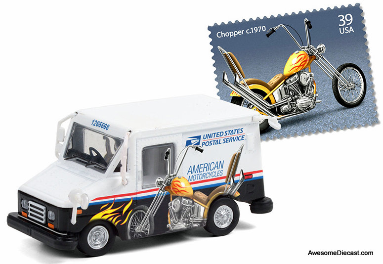Greenlight 1:64 USPS Postal Van: American Motorcycles Collectible Postage  Stamps Edition