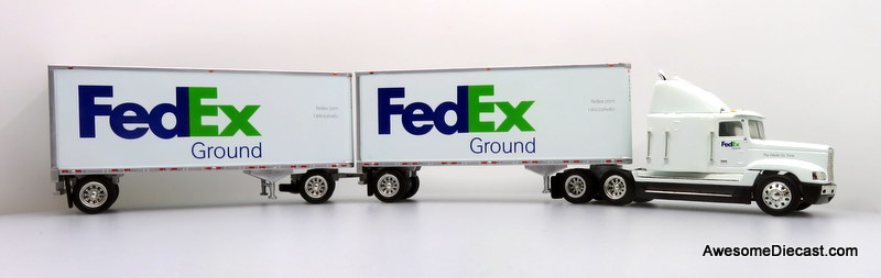 Only One! Tonkin Replicas 1:53 Freightliner FLD120 Sleeper Cab w/ 28' Double Pup Trailers: FedEx Ground