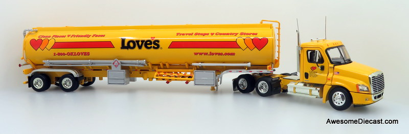 Tonkin Replicas 1:53 Freightliner Cascadia Day Cab w/ Petroleum Tanker: Gemini Motor Transport / Love's Travel Stops & Country Stores