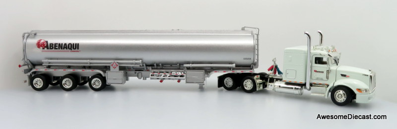 Only One! Tonkin Replicas 1:53 Peterbilt 386 Midroof Sleeper Cab w/ Stainless Steel Tanker Trailer: Abenaqui Carriers