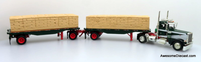 Only One! Tonkin Replicas 1:53 Peterbilt 388 Day Cab w/ 26' Double Flatbed Trailers and Brick Load: Dennis Chan