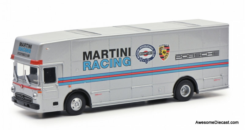Schuco 1:64 Mercedes-Benz Race Car Transporter: Martini Racing
