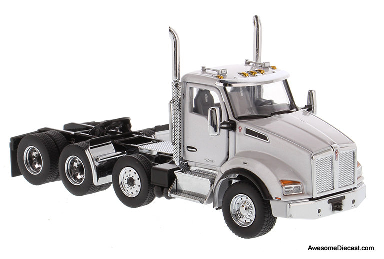 Diecast Masters 1:50 Kenworth T880 SBFA Day Cab Pusher-Axle Tandem Tractor, Metallic White
