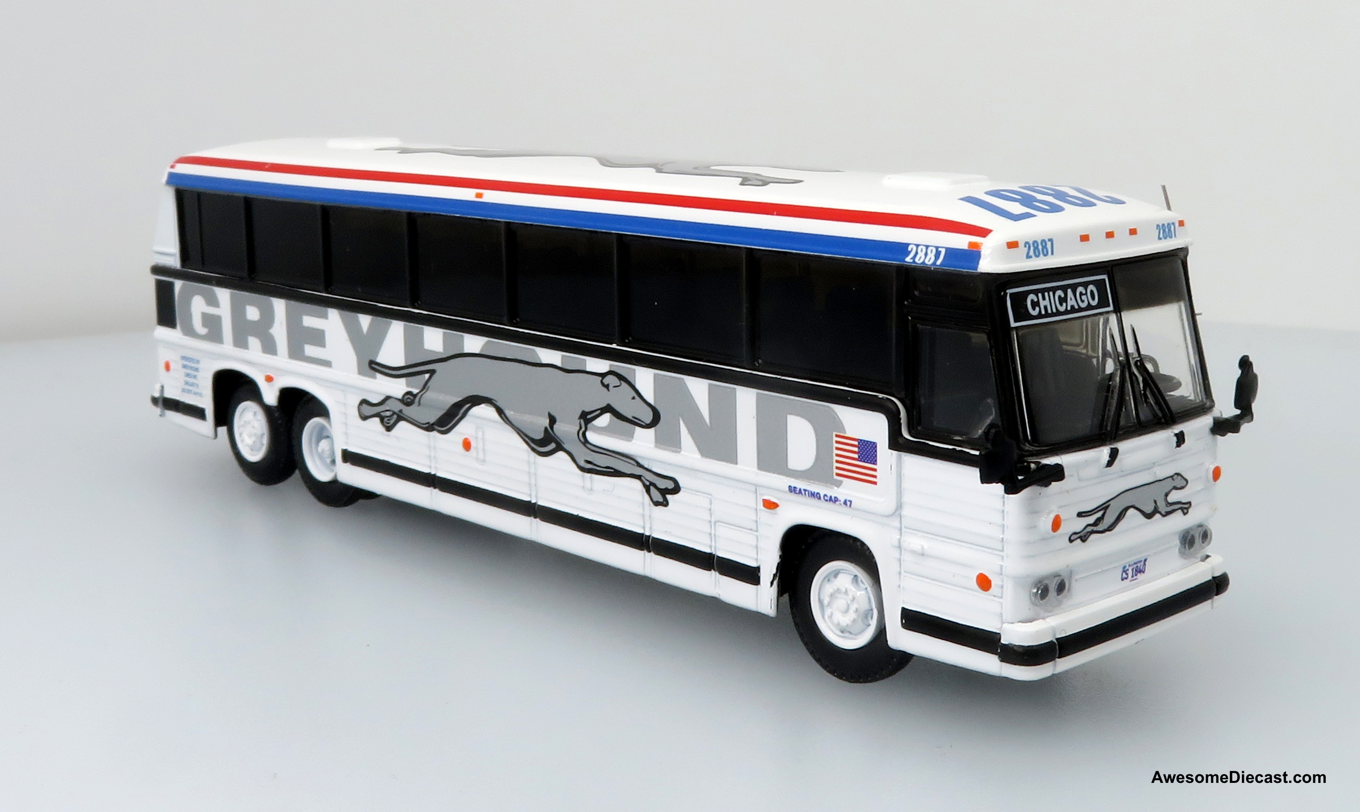 Last One!! Iconic Replicas 1:87 MCI MC-9 Crusader II Intercity Coach: Greyhound Shadow Trim