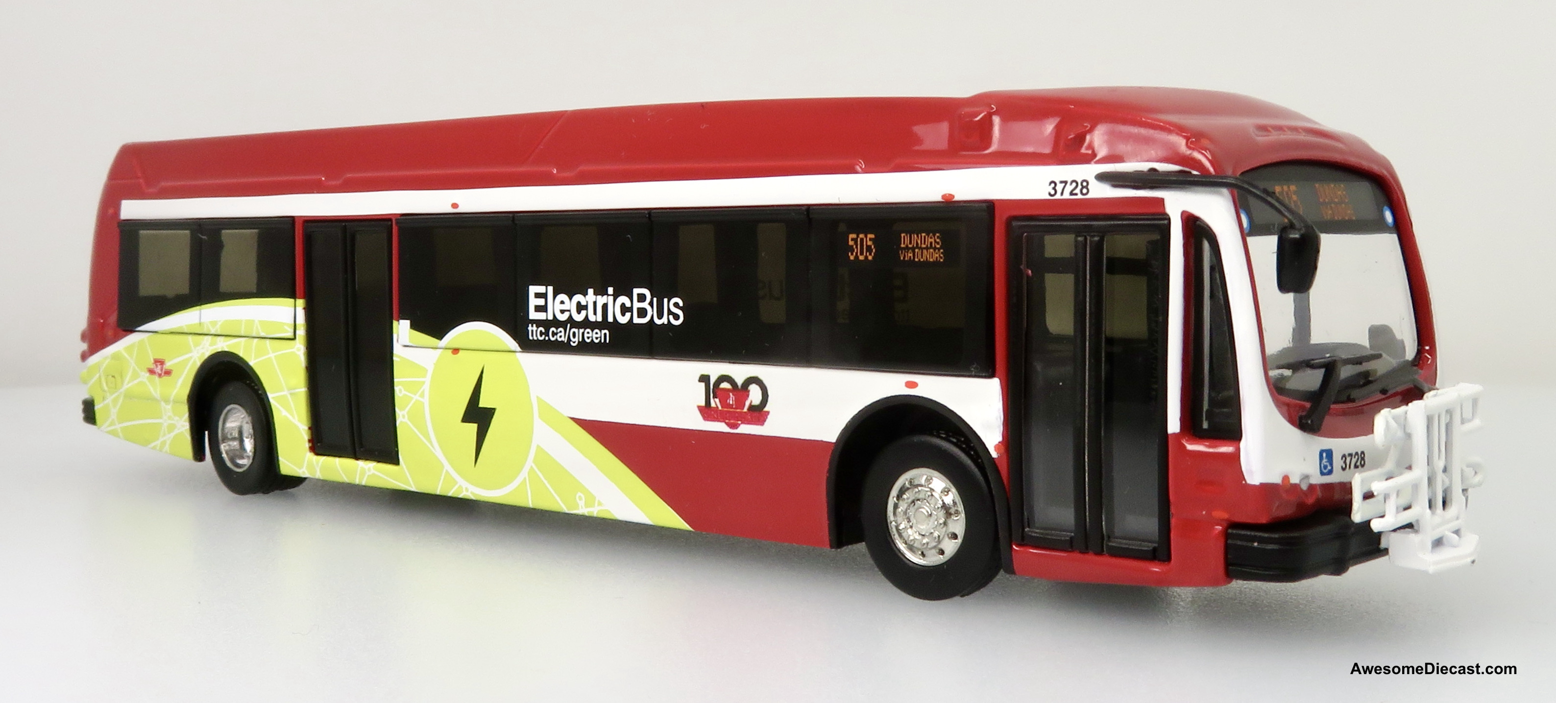 Iconic Replicas 1:87 2021 Proterra ZX5 Electric Transit Bus: TTC Toronto 100th Anniversary Edition