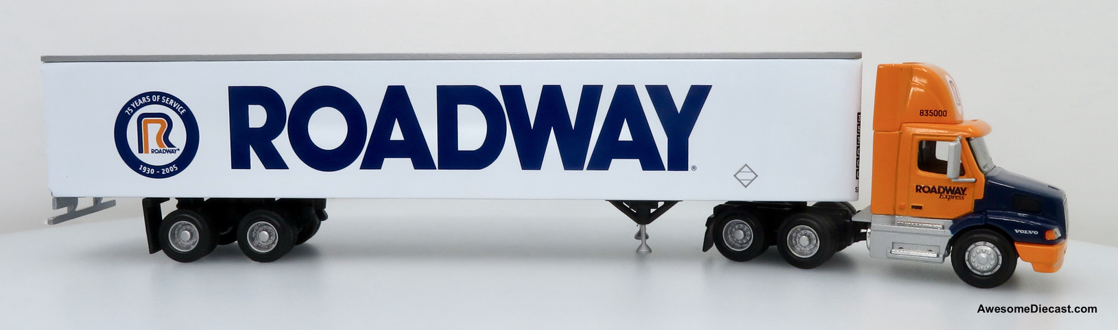 Only One! PEM Tonkin Replicas 1:64 Volvo VN Day Cab w/ 53' Trailer: Roadway Express 75th Anniversary