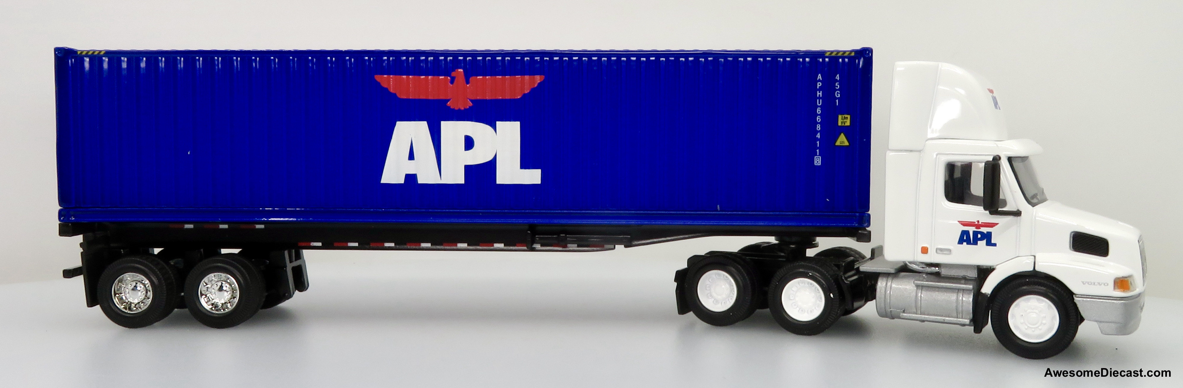 Only One! PEM Tonkin Replicas 1:64 Volvo VN Day Cab w/ 40' Refrigerated Container: APL, Blue
