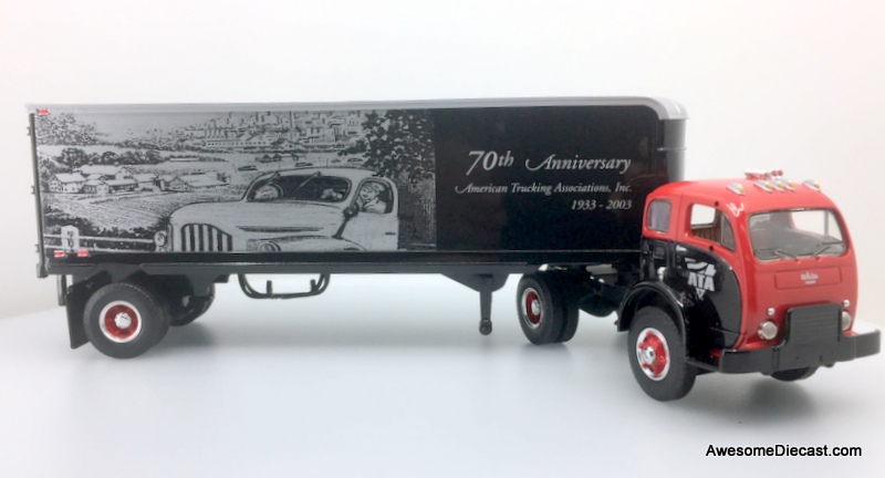 RARE!! First Gear 1:34 1953 White 3000 Day Cab w/30' Dry Goods Trailer: 70th Anniversary American Trucking Associations