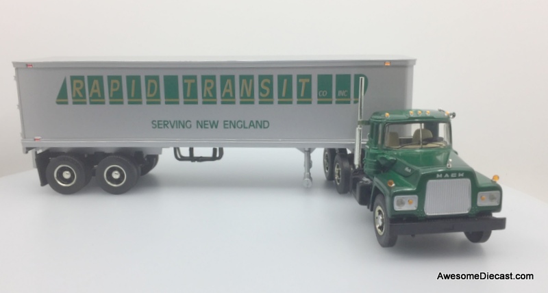 RARE!! First Gear 1:34 Mack R-Model Day Cab w/35' Dry Goods Trailer: Rapid Transit