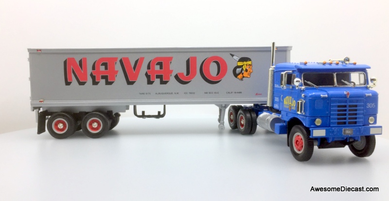First Gear 1:34 1953 Kenworth Bull Nose COE Tractor w/35' Dry Goods Trailer: Navajo Freight Lines
