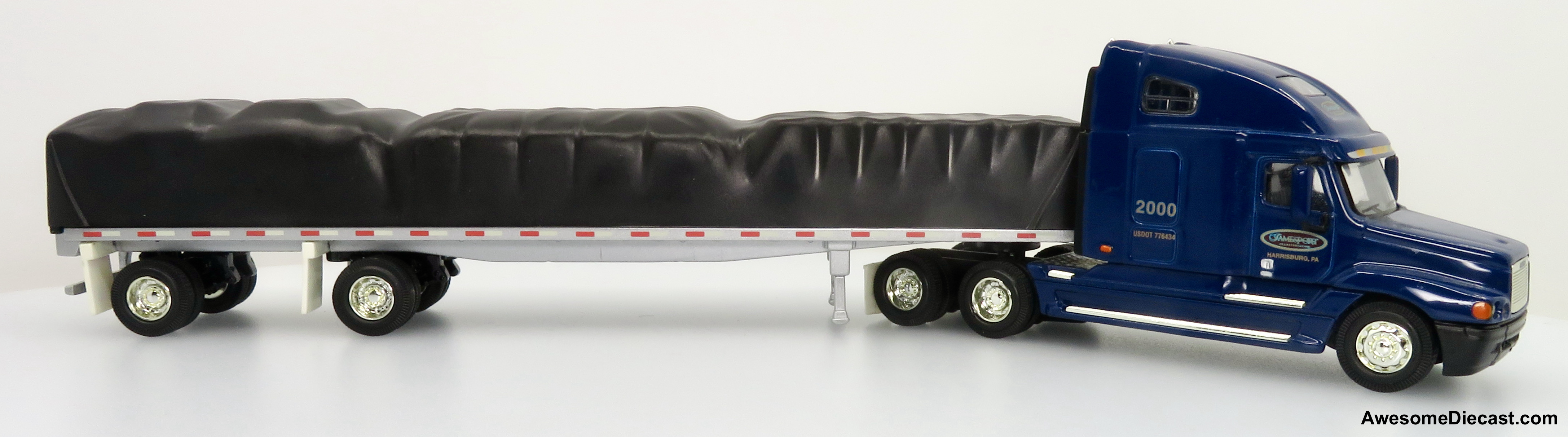 Only One! PEM Hartoy 1:64 Freightliner Century Sleeper Cab w/ Flatbed Trailer: Jamesport Transportation