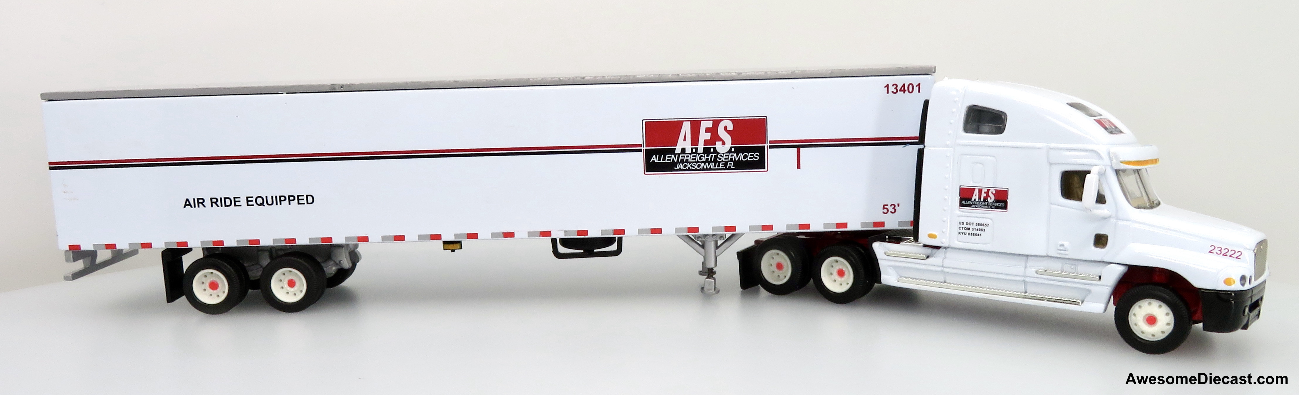 Only One! DG Productions 1:64 Freightliner Century Sleeper Cab w/ 53' Trailer: Allen Freight Services (A.F.S.)