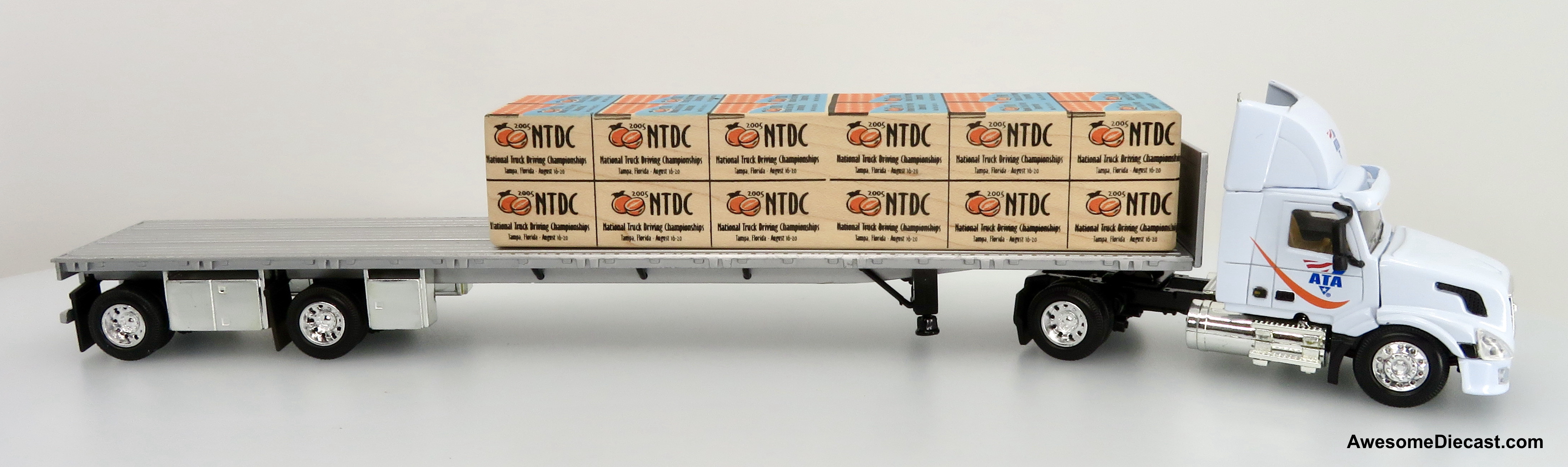 Only One! DG Productions 1:64 Volvo VN Day Cab w/ Flatbed Trailer & Load: American Trucking Associations (ATA) / 2005 National Truck Driving Championships (NTDC) 