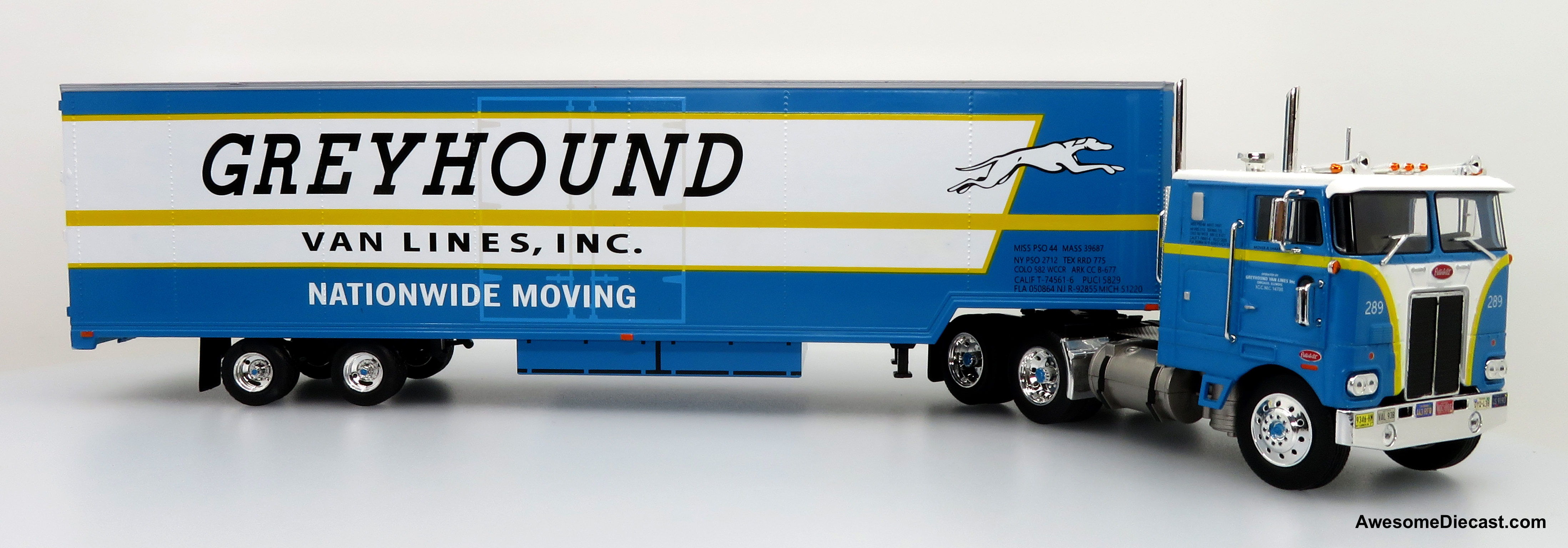 Iconic Replicas 1:43 Peterbilt 352 Pacemaker Tractor Trailer: Greyhound Van  Lines