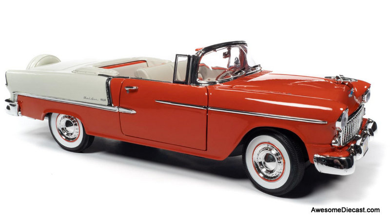 AutoWorld 1:18 1955 Chevrolet Bel Air Convertible, Red/White