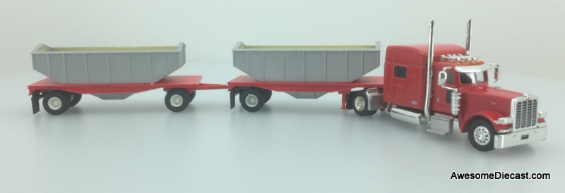 Trucks n Stuff 1:87 Peterbilt Sleeper Cab w/Double Bottom Dump Trailers