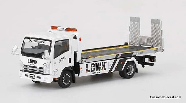 Mini GT 1:64 Isuzu N-Series Flat Bed Vehicle Transporter LBWK, White