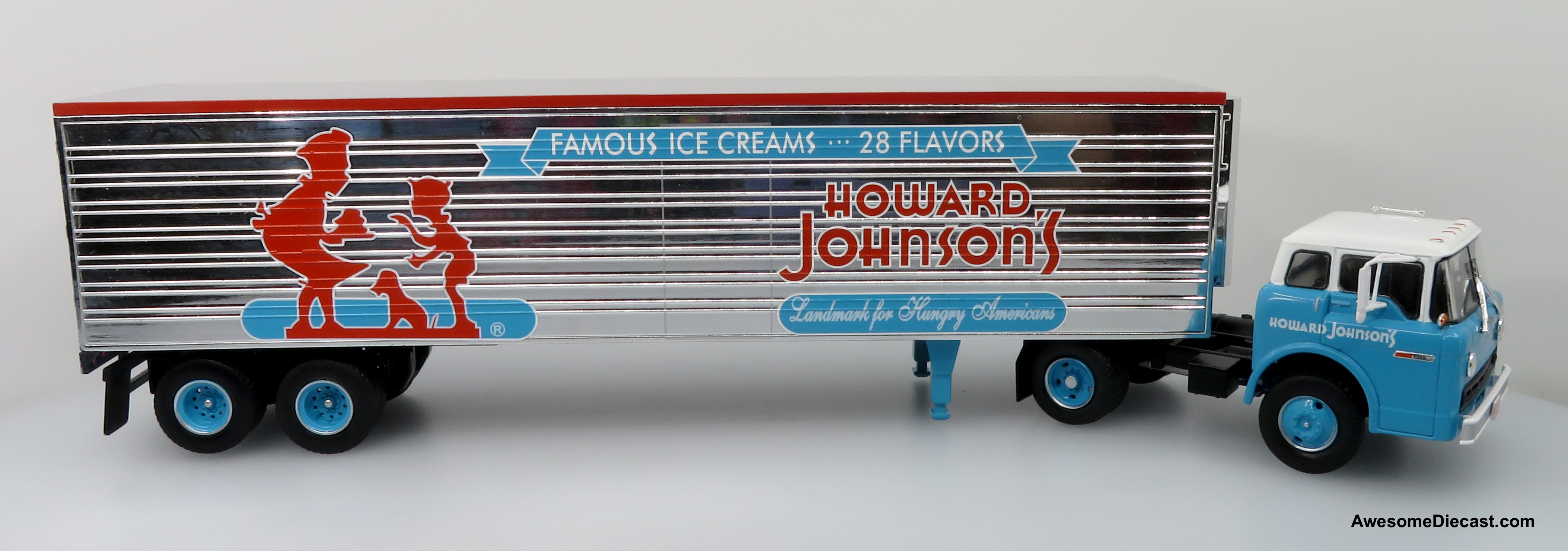 Iconic Replicas 1:43 1960 Ford C-Series Tractor w/ Refrigerated Trailer: Howard Johnson's