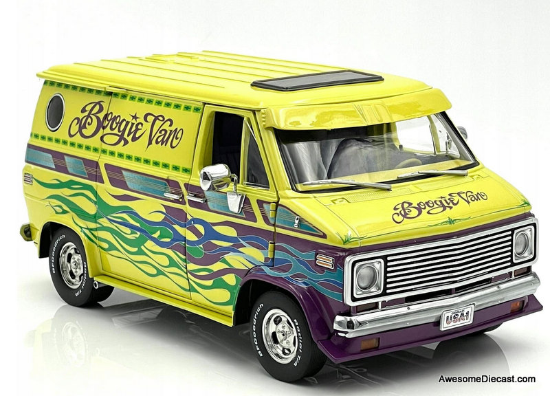 ACME 1:18 1976 Chevrolet G-Series Van, Yellow/Flames: Boogie Van