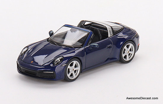 Mini GT 1:64 2022 Porsche 911 Targa 4S, Gentian Blue Metallic