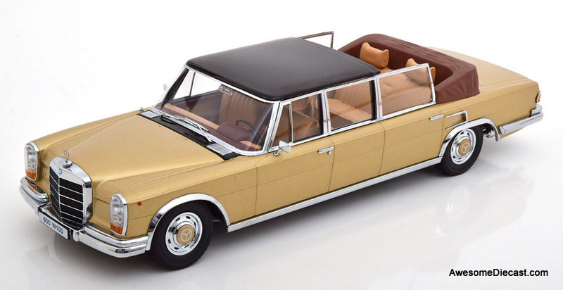KK Scale 1:18 1964 Mercedes Benz 600 W100 Laudaulet, Metallic Gold/Black